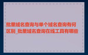 批量域名查询与单个域名查询有何区别_批量域名查询在线工具有哪些
