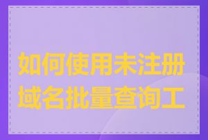 如何使用未注册域名批量查询工具