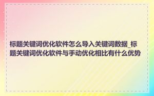 标题关键词优化软件怎么导入关键词数据_标题关键词优化软件与手动优化相比有什么优势