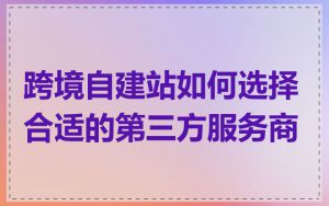 跨境自建站如何选择合适的第三方服务商