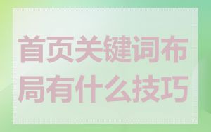 首页关键词布局有什么技巧