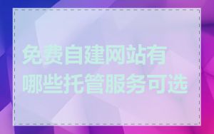 免费自建网站有哪些托管服务可选