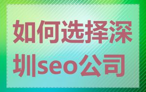 如何选择深圳seo公司