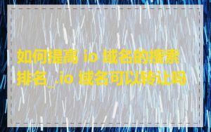 如何提高 io 域名的搜索排名_.io 域名可以转让吗