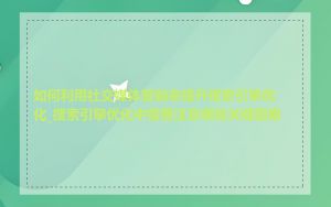 如何利用社交媒体营销来提升搜索引擎优化_搜索引擎优化中需要注意哪些关键因素