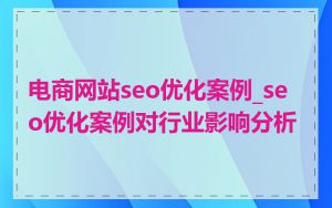 电商网站seo优化案例_seo优化案例对行业影响分析