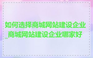 如何选择商城网站建设企业_商城网站建设企业哪家好