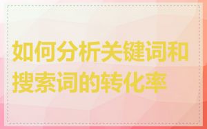如何分析关键词和搜索词的转化率