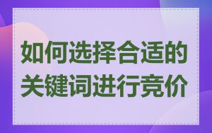 如何选择合适的关键词进行竞价