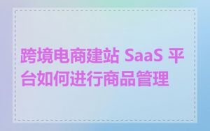 跨境电商建站 SaaS 平台如何进行商品管理