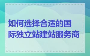 如何选择合适的国际独立站建站服务商