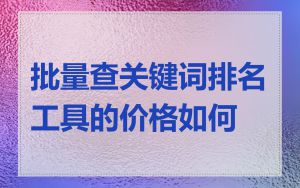 批量查关键词排名工具的价格如何