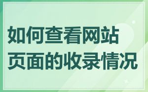 如何查看网站页面的收录情况