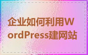 企业如何利用WordPress建网站