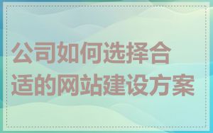公司如何选择合适的网站建设方案