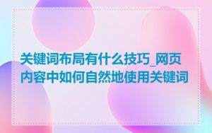 关键词布局有什么技巧_网页内容中如何自然地使用关键词