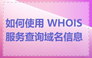 如何使用 WHOIS 服务查询域名信息