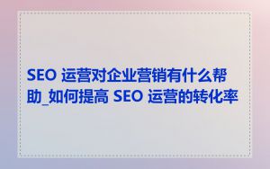 SEO 运营对企业营销有什么帮助_如何提高 SEO 运营的转化率