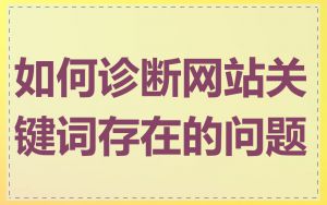 如何诊断网站关键词存在的问题