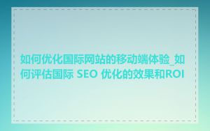 如何优化国际网站的移动端体验_如何评估国际 SEO 优化的效果和ROI