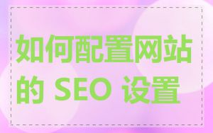 如何配置网站的 SEO 设置