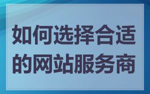 如何选择合适的网站服务商