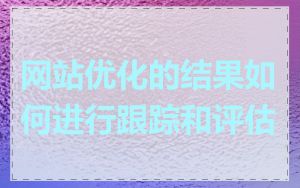 网站优化的结果如何进行跟踪和评估