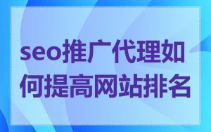 seo推广代理如何提高网站排名