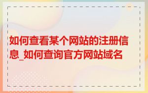 如何查看某个网站的注册信息_如何查询官方网站域名
