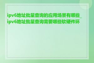 ipv6地址批量查询的应用场景有哪些_ipv6地址批量查询需要哪些软硬件环境