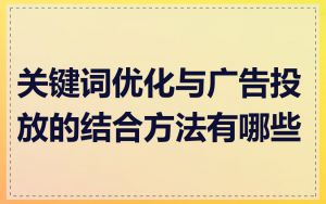 关键词优化与广告投放的结合方法有哪些