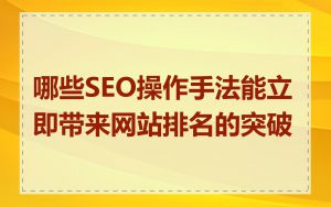 哪些SEO操作手法能立即带来网站排名的突破