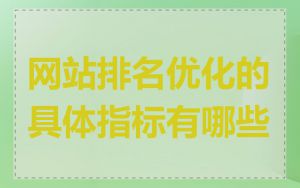 网站排名优化的具体指标有哪些