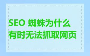 SEO 蜘蛛为什么有时无法抓取网页