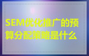 SEM优化推广的预算分配策略是什么