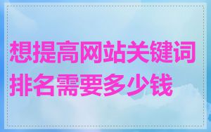 想提高网站关键词排名需要多少钱