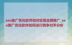 seo推广优化软件如何实现全网推广_seo推广优化软件如何进行竞争对手分析