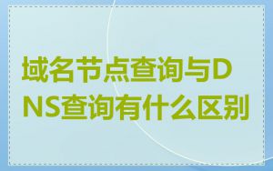 域名节点查询与DNS查询有什么区别
