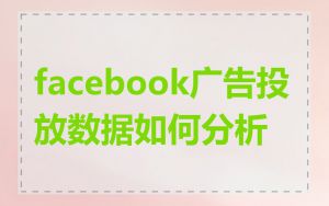 facebook广告投放数据如何分析