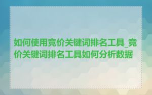 如何使用竞价关键词排名工具_竞价关键词排名工具如何分析数据