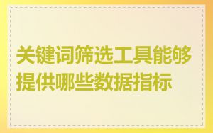 关键词筛选工具能够提供哪些数据指标