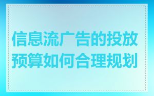 信息流广告的投放预算如何合理规划