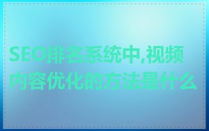 SEO排名系统中,视频内容优化的方法是什么