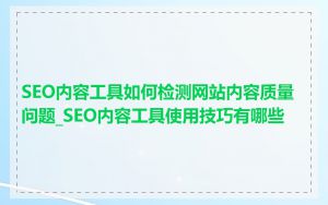 SEO内容工具如何检测网站内容质量问题_SEO内容工具使用技巧有哪些