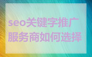 seo关键字推广服务商如何选择