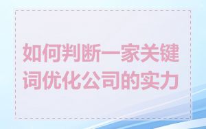 如何判断一家关键词优化公司的实力