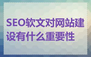 SEO软文对网站建设有什么重要性
