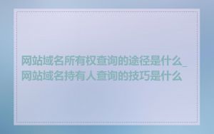 网站域名所有权查询的途径是什么_网站域名持有人查询的技巧是什么