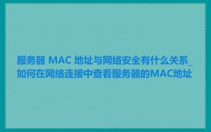 服务器 MAC 地址与网络安全有什么关系_如何在网络连接中查看服务器的MAC地址