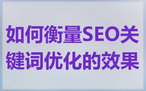 如何衡量SEO关键词优化的效果